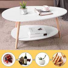 Ships free orders over $39. Buy Maupvit Coffee Table Oval Wood Coffee Table With Open Shelving For Storage And Display 2 Tier Sofa Table Small Modern Furniture For Living Room Home Office White Online In Turkey B08xnm3kpn