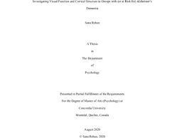 Investigating Visual Function And Cortical Structure In Groups With Or At Risk For Alzheimer S Dementia Spectrum Concordia University Research Repository