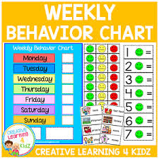 weekly behavior chart digital download creative learning