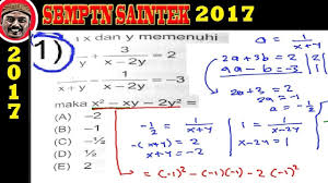 Soal dan pembahasan lingkaran, persamaan lingkaran, persamaan garis singgung lingkaran. Pembahasan Soal Sbmptn 2017 Saintek Matematika Ipa No 1 Persamaan Linear Dua Variabel Youtube