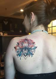 Posted on oct 14, 2019. Lovely Water Color Geometry Inspired Lotus By Dora At Lucky Soul Tattoo In Woodbridge Ct Tattoos