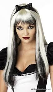 Black Blonde Streaked Alice Wig Candy Apple Costumes Black And White Costume Long Blonde Wig Costume Wigs
