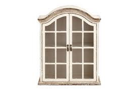 Shabby Chic Distressed Wall Cabinet With Paned Doors In Distressed White