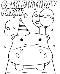 Keep your party guests entertained with these free printable coloring pages! 6 Th Birthday Invitation Coloring Page Topcoloringpages Net