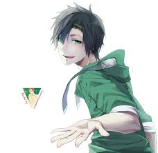 Render 24 Black Hair Green Eyes Anime Boy Cartoon Art