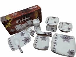 maisha White Square Dinnerware Set, For Home, 41 at ₹ 1600/set in Rangareddy