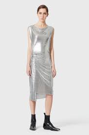 Elegant Silver Mesh Drape Dress Essentials Paco Rabanne