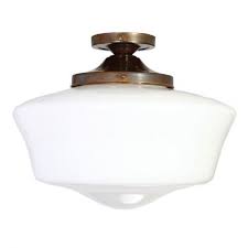 School House Traditional 1920 S Semi Flush Fitting Opal Glass Ceiling Light Flush Ceiling Lights Glass Ceiling Lights Semi Flush Ceiling Lights