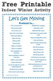 Indoor Winter Activity Free Printable Exercise For Kids Business For Kids Fun Winter Activities