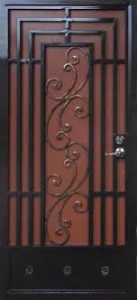 A single wrought iron door finished with a lovely modern geometric design, suitable for anyone looking to add a touch of modernness to their home. Artistic Iron Works Artistic Iron Works Ornamental Wrought Iron Specialists