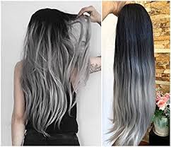 It is super easy to achieve for any natural hair color, and, best of all, there is a wide array of green. 24 Inches Long Half Head Wig Long Straight Ombre Dip Dye 2 Tones Natural Black To Grey Dl Buy Online In United Arab Emirates At Desertcart Ae Productid 57023423