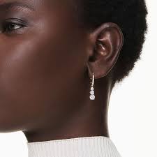 Ear Jacket Latisha Pierced Earrings Swarovski Latisha Hoop Earrings Flower  Pink Rhodium Plated