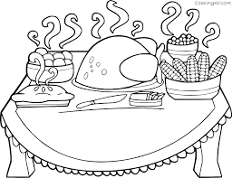 Thanksgiving Dinner On The Table Coloring Page Coloringall