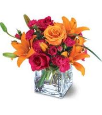 Local florist delivery · for all occasions · plants & gifts available Hot Pink And Orange Cube Vase Arrangement Sold Out In Independence Mo Blue Vue Flowers