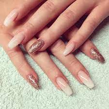 New Nails French With Glitter In Rosegold Nails Nailart French Rose Gold Nails Acrylic Nail Designs French Nails