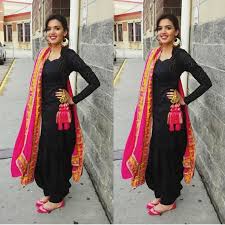 Black And Pink Patiala Suit Image Result For Punjabi Suit With Parandi Patiala Suit Designs Simple Indian Suits Punjabi Outfits