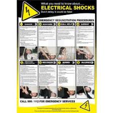 Electrical shock prevention starts with shutting off the power but it is not always enough. Electric Shocks Poster Uk Safety Store