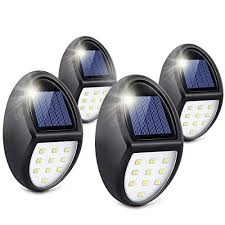 Nacinic T34x385 Always On Solar Fence Lights Waterproof Wireless Outdoor Solar Deck Step Lights Auto On Off For Lighting In Porch Patio