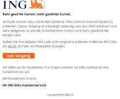 Die ing austria, die österreichische niederlassung der ing diba deutschland hat nun genug vom österreichischen privatkundengeschäft und haut den. Ing Diba Phishing Entwertung Der Itan Listen Anti Spam Info