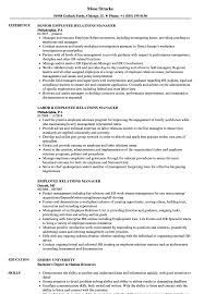 This is just a sample job description. Employee Relations Manager Resume Samples Velvet Jobs