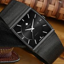 Quelle montre de luxe choisir ? Wwoor Top Marque De Luxe Hommes Carre Impermeable Sport Montres Hommes Quartz Watch Acier Montre Bracelet Homme Noir Hommes Horloge Reloj Hombre Color Black Gold Wish