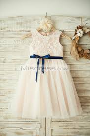 Ivory Lace Tulle Pink Lining Wedding Flower Girl Dress With Navy Blue Flower Girl Dresses Navy Flower Girl Dresses Tulle Wedding Flower Girl Dresses