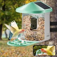 Smart bird feeder with integrated camera for window mounting