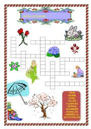 Additional sets of large print crossword and word search puzzles are now available for $5.00 usd for a set of 20 or $20.00 usd for a collection of 80 large print puzzle pdf files. Spring Crossword Esl Worksheet By Sandrazitta