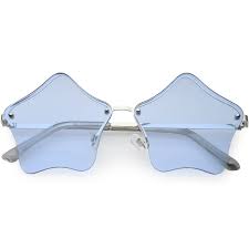 Star Shaped Rimless Sunglasses Metal Frame Color Tinted Lens 55mm Blue Sunglasses Rimless Sunglasses Colored Sunglasses