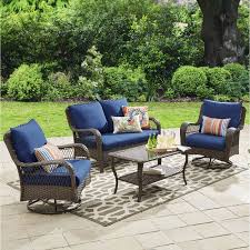 Better Homes Gardens Colebrook 4 Piece Wicker Patio Furniture Conversation Set With Swivel Chairs Walmart Com Outdoor Patio Furniture Sets Outdoor Furniture Sets Outdoor Conversation Sets