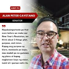 Nagbigay si Senator Alan Peter Cayetano ng ilang mahahalagang paalala para  sa ating kababayan na nagbabalak na bumalangkas ng kanilang New Year's  Resolutions para sa taong 2025. Sa isang espesyal na livestream