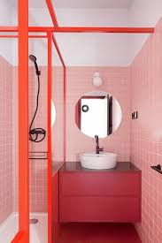 Bathroom decorated by red egg design group. New Red And Pink Color Combination Home Decor Ideas Bathroom Red Bathroom Interior Design Apartment Renovation