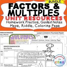Factors Multiples Bundle Guided Notes Hw Practice Puzzle Coloring Page