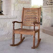 Walker Edison Outdoor Patio Wood Ladder Back Rocking Chair All Weather Backyard Conversation Garden Poolside Balcony Outdoor Rocking Chairs Rocking Chair Porch Havenside Home