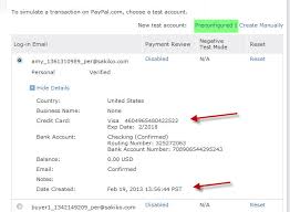 Randomly generate fake credit card numbers to make valid credit cards. Paypal Sandbox Test Credit Card Numbers Stack Overflow