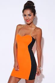 Black And Orange Dress 1015store Com Neon Orange Black Color Block Fitted Club Mini Dress 15 00 Orange Mini Dress Color Block Mini Dresses Fashion