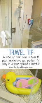 Bathing a baby can be anxiety provoking. Traveling With Baby How To Bath A Baby In A Room Without A Tub Brie Brie Blooms