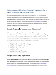 Perniagaan yang menguntungkan dengan modal kecil. Draf Usahawan