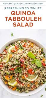 Refreshing 20 Minute Quinoa Tabbouleh Salad Tabbouleh Salad Recipe Recipe In 2020 Salad Recipes Vegetarian Recipes Healthy 30 Minute Meals Healthy
