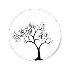 Black And Red Cardinal Cardinal Red Bird In Snowy Winter Tree Classic Round Sticker Zazzle Com Bird Tattoo Sleeves Red Bird Tattoos Tree With Birds Tattoo