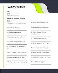 Passive Voice Chart Worksheets And Answer Keys
