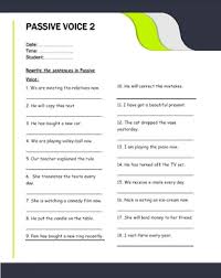 passive voice chart worksheets and answer keys