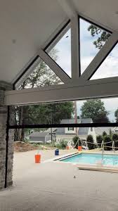 Phantom S Retractable Power Screens Video Modern House Exterior Patio Pool House