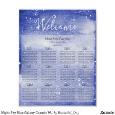 Night Sky Blue Galaxy Cosmic Wedding Seating Chart Zazzle