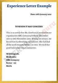 Patra kannada informal letter format : Experience Letter Format Samples How To Write An Experience Letter