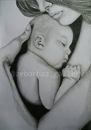 Mother And Baby Love Drawing Sketch Portrait Artwork Painting Mothers Love Art Mother Mother And Baby Paintings Baby Sketch Drawing Sketches