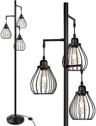 $10.00 coupon applied at checkout. Industrial Floor Lamp For Living Room Tree Floor Lamp With 3 Elegant Teardrop Cage Head St58 Edison Led Bulbs Sturdy Base Tall Vintage Pole Light Great For Farmhouse Rustic Home Bedroom Office
