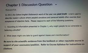 Solved Chapter 1 Discussion Question Must Post First In Chegg Com