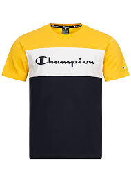 Choisissez un classement pour cet article. Champion Herren Colorblock T Shirt Logo Print Vorne Navy Weiss Rot