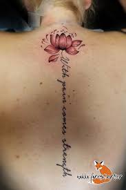 Lotus With Quote Spine Tattoo Quotes Flower Spine Tattoos Spine Tattoo